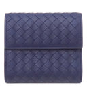 ボッテガヴェネタ BOTTEGA VENETA イントレチャート 三つ折りウォレット ブルー レザー 三つ折り財布 ガンメタル金具 コンパクト