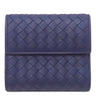 ボッテガヴェネタ BOTTEGA VENETA イントレチャート 三つ折りウォレット ブルー レザー 三つ折り財布 ガンメタル金具 コンパクト