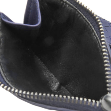 ボッテガヴェネタ BOTTEGA VENETA イントレチャート 三つ折りウォレット ブルー レザー 三つ折り財布 ガンメタル金具 コンパクト