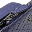 ボッテガヴェネタ BOTTEGA VENETA イントレチャート 三つ折りウォレット ブルー レザー 三つ折り財布 ガンメタル金具 コンパクト
