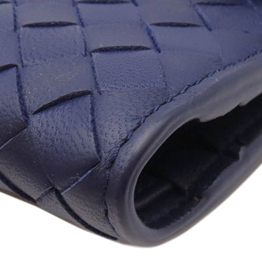 ボッテガヴェネタ BOTTEGA VENETA イントレチャート 三つ折りウォレット ブルー レザー 三つ折り財布 ガンメタル金具 コンパクト
