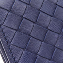 ボッテガヴェネタ BOTTEGA VENETA イントレチャート 三つ折りウォレット ブルー レザー 三つ折り財布 ガンメタル金具 コンパクト