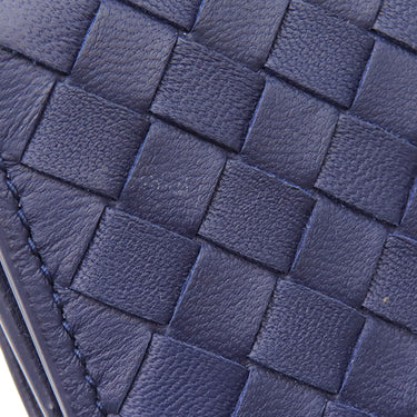 ボッテガヴェネタ BOTTEGA VENETA イントレチャート 三つ折りウォレット ブルー レザー 三つ折り財布 ガンメタル金具 コンパクト