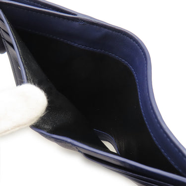ボッテガヴェネタ BOTTEGA VENETA イントレチャート 三つ折りウォレット ブルー レザー 三つ折り財布 ガンメタル金具 コンパクト