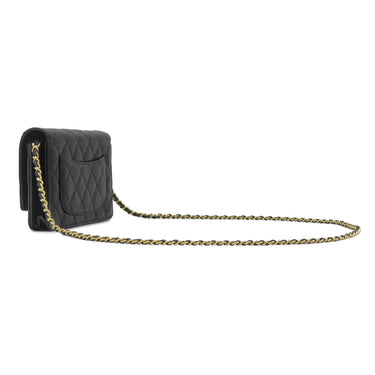 シャネル CHANEL マトラッセ チェーンウォレット A33814 ブラック キャビアスキン チェーンウォレット ゴールド金具 黒 ショルダー