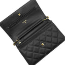 シャネル CHANEL マトラッセ チェーンウォレット A33814 ブラック キャビアスキン チェーンウォレット ゴールド金具 黒 ショルダー