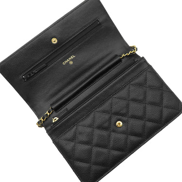 シャネル CHANEL マトラッセ チェーンウォレット A33814 ブラック キャビアスキン チェーンウォレット ゴールド金具 黒 ショルダー
