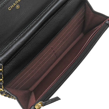 シャネル CHANEL マトラッセ チェーンウォレット A33814 ブラック キャビアスキン チェーンウォレット ゴールド金具 黒 ショルダー