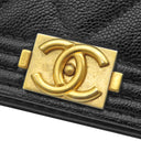 シャネル CHANEL ボーイシャネル ブラック キャビアスキン チェーンウォレット マットゴールド金具 黒 チェーンショルダー
