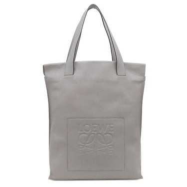 ロエベ LOEWE アナグラム ショッパーバッグ グレー レザー トートバッグ シルバー金具 トート A4 大容量