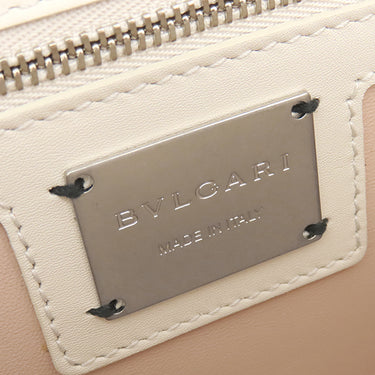 ブルガリ BVLGARI セルペンティ ダイヤモンドブラスト ホワイト レザー ショルダーバッグ マットシルバー金具 白 蛇