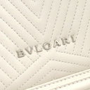ブルガリ BVLGARI セルペンティ ダイヤモンドブラスト ホワイト レザー ショルダーバッグ マットシルバー金具 白 蛇