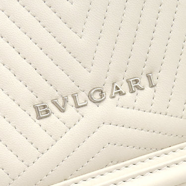 ブルガリ BVLGARI セルペンティ ダイヤモンドブラスト ホワイト レザー ショルダーバッグ マットシルバー金具 白 蛇