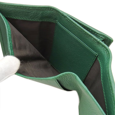 グッチ GUCCI バンブー ミディアム ウォレット 658633 グリーン レザー 三つ折り財布 ゴールド金具 ダブルG コンパクト 小銭入れ