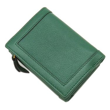 グッチ GUCCI バンブー ミディアム ウォレット 658633 グリーン レザー 三つ折り財布 ゴールド金具 ダブルG コンパクト 小銭入れ