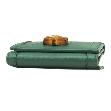 グッチ GUCCI バンブー ミディアム ウォレット 658633 グリーン レザー 三つ折り財布 ゴールド金具 ダブルG コンパクト 小銭入れ