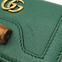 グッチ GUCCI バンブー ミディアム ウォレット 658633 グリーン レザー 三つ折り財布 ゴールド金具 ダブルG コンパクト 小銭入れ