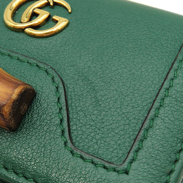 グッチ GUCCI バンブー ミディアム ウォレット 658633 グリーン レザー 三つ折り財布 ゴールド金具 ダブルG コンパクト 小銭入れ