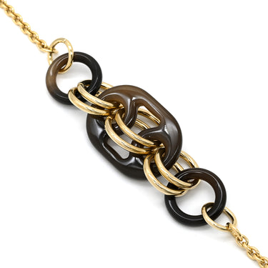エルメス HERMES ユリディス PM ブラウン×ゴールド バッファローホーン メタル ネックレス 茶 シェーヌダンクル 2WAY