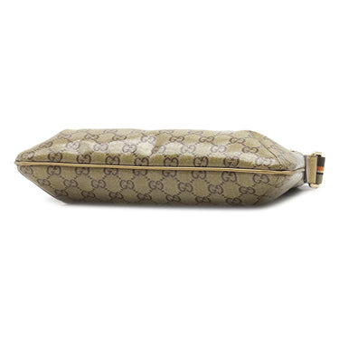 グッチ GUCCI GGクリスタル ショルダー 189749 メタリックゴールド PVCコーティングキャンバス レザー ショルダーバッグ ゴールド金具 カーキ オレンジ