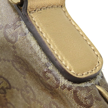グッチ GUCCI GGクリスタル ショルダー 189749 メタリックゴールド PVCコーティングキャンバス レザー ショルダーバッグ ゴールド金具 カーキ オレンジ