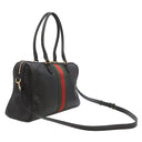 グッチ GUCCI ボルセット ラージ ボストンバッグ 866734 ブラック レザー キャンバス 2WAYバッグ ゴールド金具 ホースビット ウェブストライプ ショルダー