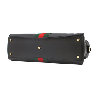 グッチ GUCCI ボルセット ラージ ボストンバッグ 866734 ブラック レザー キャンバス 2WAYバッグ ゴールド金具 ホースビット ウェブストライプ ショルダー