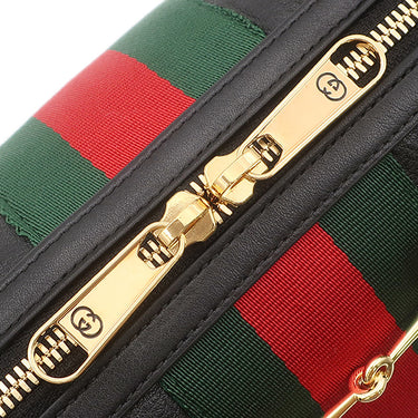 グッチ GUCCI ボルセット ラージ ボストンバッグ 866734 ブラック レザー キャンバス 2WAYバッグ ゴールド金具 ホースビット ウェブストライプ ショルダー
