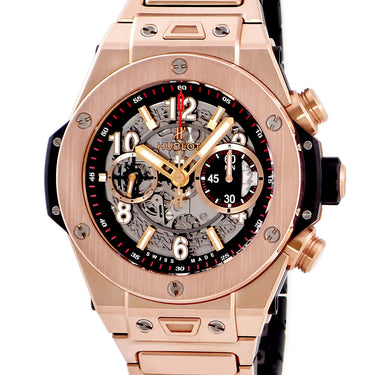 腕時計 ウブロ HUBLOT ビッグバン ウニコ キングゴールド 411.OX.1180.OX 自動巻き メンズ OH済 K18KG無垢 クロノグラフ デイト