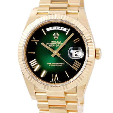 腕時計 ロレックス ROLEX デイデイト 40 228238 ランダム番 自動巻き メンズ メーカーOH済 K18YG無垢 ランダム番 グリーン オンブレ ローマン