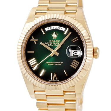 腕時計 ロレックス ROLEX デイデイト 40 228238 ランダム番 自動巻き メンズ メーカーOH済 ランダム番 ローマン K18YG無垢 グリーン オンブレ