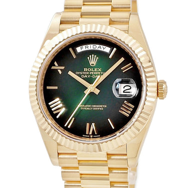 腕時計 ロレックス ROLEX デイデイト 40 228238 ランダム番 自動巻き メンズ メーカーOH済 ランダム番 K18YG無垢 ローマン グリーン オンブレ