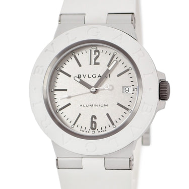 腕時計 ブルガリ BVLGARI アルミニウム 104335 BB40AT 自動巻き メンズ 新品同様 デイト バー アラビア シルバー ホワイト