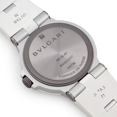 腕時計 ブルガリ BVLGARI アルミニウム 104335 BB40AT 自動巻き メンズ 新品同様 デイト バー アラビア シルバー ホワイト