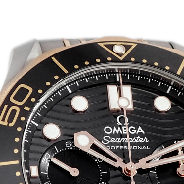 腕時計 オメガ OMEGA シーマスター ダイバー 300M クロノグラフ 210.20.44.51.01.001 自動巻き メンズ K18RG×SS コンビ 黒 デイト