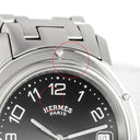 腕時計 エルメス HERMES クリッパー CL6.710 クオーツ メンズ OH済 ブラック 黒 デイト アラビア ラウンド