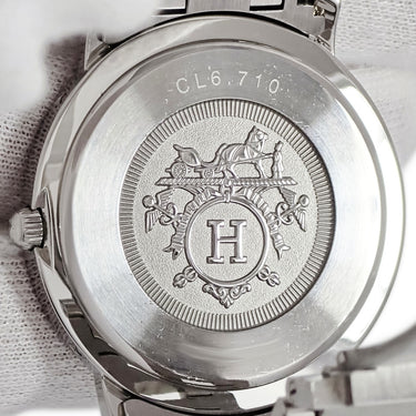 腕時計 エルメス HERMES クリッパー CL6.710 クオーツ メンズ OH済 ブラック 黒 デイト アラビア ラウンド