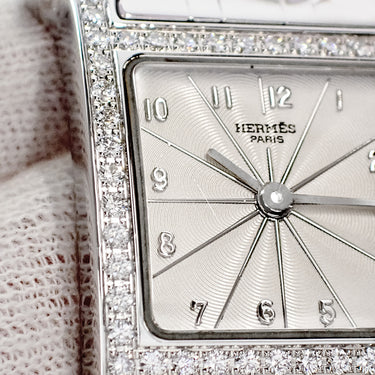 腕時計 エルメス HERMES Hウォッチ PM HH1.230 クオーツ レディース 純正ダイヤ ラムサス ギョーシェ H型 アラビア スクエア
