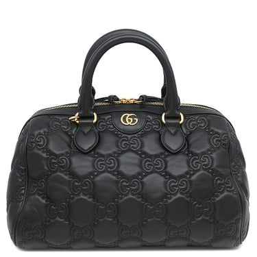 グッチ GUCCI GGマトラッセ ミニ ボストン 702242 ブラック レザー 2WAYバッグ ゴールド金具 ハンドバッグ ショルダー