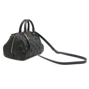 グッチ GUCCI GGマトラッセ ミニ ボストン 702242 ブラック レザー 2WAYバッグ ゴールド金具 ハンドバッグ ショルダー