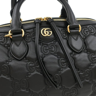 グッチ GUCCI GGマトラッセ ミニ ボストン 702242 ブラック レザー 2WAYバッグ ゴールド金具 ハンドバッグ ショルダー