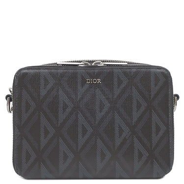 クリスチャン・ディオール Christian Dior CDダイヤモンド メッセンジャー ポーチ 2ESBC119DCO_H43E ブラック PVC レザー ショルダーバッグ シルバー金具 カード入れ