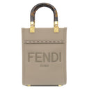 フェンディ FENDI サンシャイン ショッパー ミニ 8BS051 グレージュ×ブラウン レザー 2WAYバッグ ゴールド金具 ロゴ ショルダー ミニトート