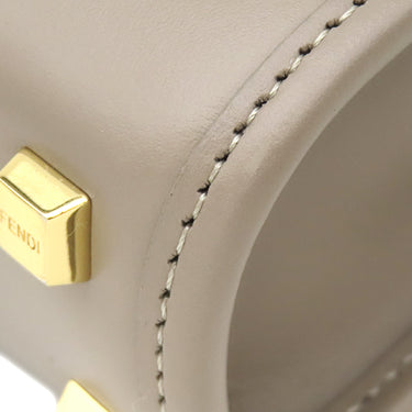 フェンディ FENDI サンシャイン ショッパー ミニ 8BS051 グレージュ×ブラウン レザー 2WAYバッグ ゴールド金具 ロゴ ショルダー ミニトート