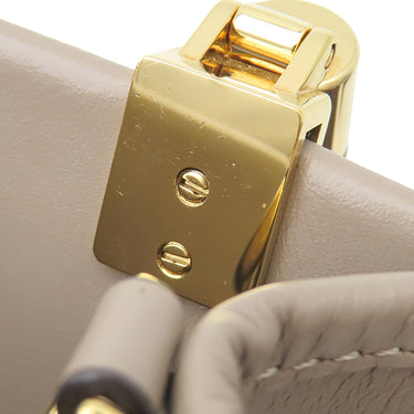 フェンディ FENDI サンシャイン ショッパー ミニ 8BS051 グレージュ×ブラウン レザー 2WAYバッグ ゴールド金具 ロゴ ショルダー ミニトート