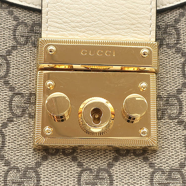 グッチ GUCCI パドロック スモール 811705 ベージュ×ホワイト GGスプリームキャンバス ショルダーバッグ ゴールド金具 チェーンショルダー