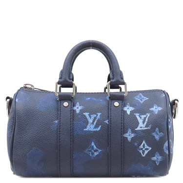 ルイヴィトン LOUIS VUITTON キーポルXS M57844 ネイビーブルー レザー 2WAYバッグ シルバー金具 ウォーターカラー モノグラム ショルダー ミニボストン