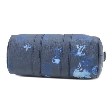 ルイヴィトン LOUIS VUITTON キーポルXS M57844 ネイビーブルー レザー 2WAYバッグ シルバー金具 ウォーターカラー モノグラム ショルダー ミニボストン