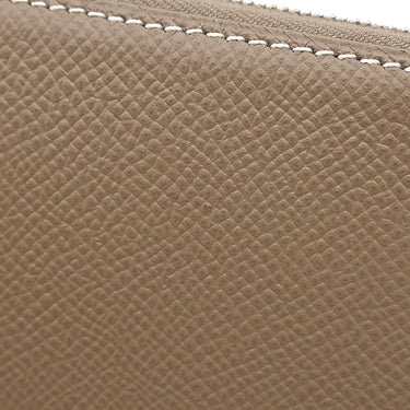 エルメス HERMES アザップロング シルクイン エトゥープ ヴォーエプソン 長財布 シルバー金具 グレージュ 水色 ラウンドジップ