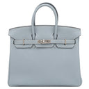 エルメス HERMES バーキン25 ブルーラン トゴ ハンドバッグ シルバー金具 青